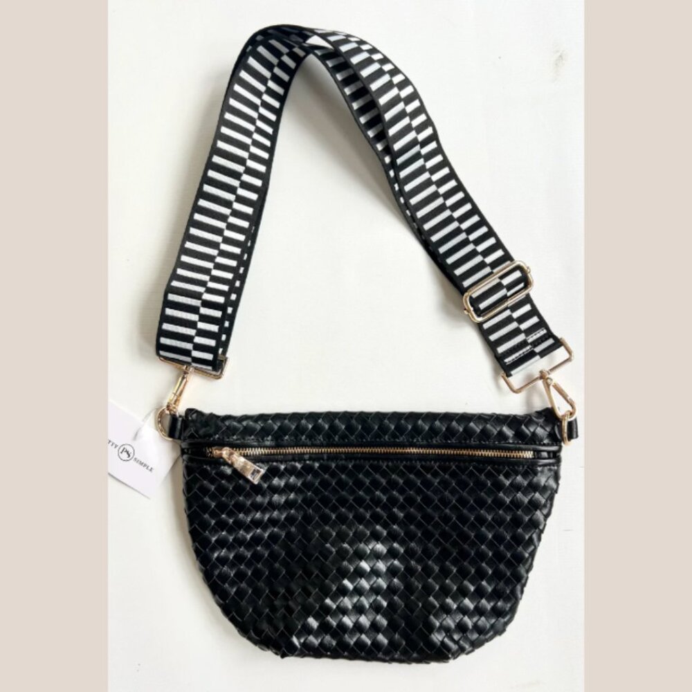 Woven Westlyn Bum Bag Black Vegan Leather NEW NWT